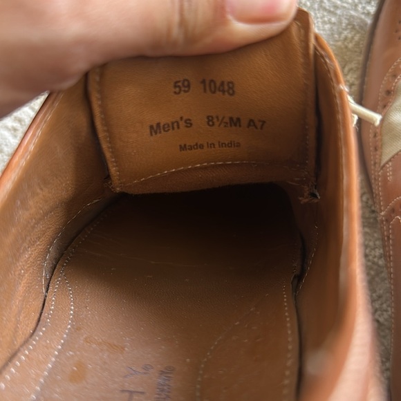 J. Murphy Wingtip Derby Dress Up Brown Leather Shoes size 8.5M - Picture 5 of 9